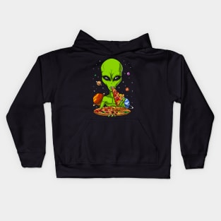 Alien Eating Pizza Kids Hoodie